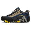 Outdoor Lover Trekking Shoes Men Waterproof Hiking Shoes Mountain Boots Genuine Leather Woodland Hunting Tactical Shoes - Dark blue yellow - 40