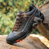 Outdoor Lover Trekking Shoes Men Waterproof Hiking Shoes Mountain Boots Genuine Leather Woodland Hunting Tactical Shoes - Dark grey orange - 44