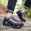 Outdoor Lover Trekking Shoes Men Waterproof Hiking Shoes Mountain Boots Genuine Leather Woodland Hunting Tactical Shoes - Dark blue yellow - 43