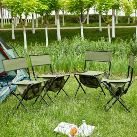 4-piece Folding Outdoor Chair with Storage Bag, Portable Chair for indoor, Outdoor Camping, Picnics and Fishing,Green - As Pic