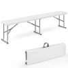 6 Feet Plastic Folding Bench Picnic Camping Dining Seat with Carrying Handle - White