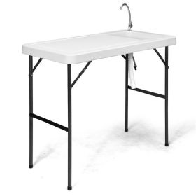 Folding Portable Fish Cleaning Cutting Table - White