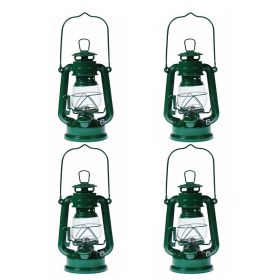 Lot of 4 - Hurricane Kerosene Oil Lantern Emergency Hanging Light Lamp - Green - 8 Inch - OMNI