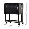 Outsunny 68QT Patio Cooler Ice Chest with Foosball Table Top, Portable Poolside Party Bar Cold Drink Rolling Cart on Wheels with Tray Shelf - as Pic