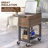 Outsunny Outdoor Cooler Cart, Rolling Beverage Ice Chest, Rugged Steel Patio Cooler with Locking Wheels, 60 Quart Capacity for Poolside BBQs, Brown -