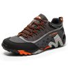 Outdoor Lover Trekking Shoes Men Waterproof Hiking Shoes Mountain Boots Genuine Leather Woodland Hunting Tactical Shoes - Dark grey orange - 39