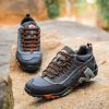 Outdoor Lover Trekking Shoes Men Waterproof Hiking Shoes Mountain Boots Genuine Leather Woodland Hunting Tactical Shoes - Dark grey orange - 43