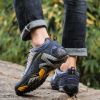 Outdoor Lover Trekking Shoes Men Waterproof Hiking Shoes Mountain Boots Genuine Leather Woodland Hunting Tactical Shoes - Dark blue yellow - 45