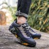 Outdoor Lover Trekking Shoes Men Waterproof Hiking Shoes Mountain Boots Genuine Leather Woodland Hunting Tactical Shoes - Dark blue yellow - 45