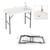Folding Portable Fish Cleaning Cutting Table - White