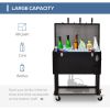 Outsunny 68QT Patio Cooler Ice Chest with Foosball Table Top, Portable Poolside Party Bar Cold Drink Rolling Cart on Wheels with Tray Shelf - as Pic