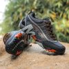 Outdoor Lover Trekking Shoes Men Waterproof Hiking Shoes Mountain Boots Genuine Leather Woodland Hunting Tactical Shoes - Dark grey orange - 44