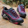 Outdoor Lover Trekking Shoes Men Waterproof Hiking Shoes Mountain Boots Genuine Leather Woodland Hunting Tactical Shoes - Dark blue rose red - 39