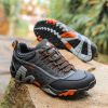 Outdoor Lover Trekking Shoes Men Waterproof Hiking Shoes Mountain Boots Genuine Leather Woodland Hunting Tactical Shoes - Dark grey orange - 43