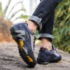 Outdoor Lover Trekking Shoes Men Waterproof Hiking Shoes Mountain Boots Genuine Leather Woodland Hunting Tactical Shoes - Dark blue yellow - 44