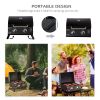Outsunny 2 Burner Propane Gas Grill Outdoor Portable Tabletop BBQ with Foldable Legs, Lid, Thermometer for Camping, Picnic, Backyard, Black - as Pic