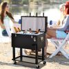 Outsunny 68QT Patio Cooler Ice Chest with Foosball Table Top, Portable Poolside Party Bar Cold Drink Rolling Cart on Wheels with Tray Shelf - as Pic