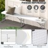 6 Feet Plastic Folding Bench Picnic Camping Dining Seat with Carrying Handle - White