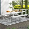6 Feet Plastic Folding Bench Picnic Camping Dining Seat with Carrying Handle - White