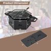 Portable Charcoal Grill Stove Rotatable with Foldable Body and Legs with Handles - Black
