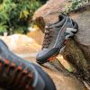Outdoor Lover Trekking Shoes Men Waterproof Hiking Shoes Mountain Boots Genuine Leather Woodland Hunting Tactical Shoes - Dark grey orange - 43