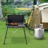 2-in-1 Gas Camping Grill and Stove with Detachable Legs - Black