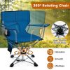 360¬∞ Swivel Hunting Chair Portable Foldable Hunting Chair with Mesh Cup Holder and Storage Pockets - Blue