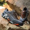 Outdoor Lover Trekking Shoes Men Waterproof Hiking Shoes Mountain Boots Genuine Leather Woodland Hunting Tactical Shoes - Dark grey orange - 44