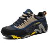 Outdoor Lover Trekking Shoes Men Waterproof Hiking Shoes Mountain Boots Genuine Leather Woodland Hunting Tactical Shoes - Dark blue yellow - 40
