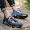 Outdoor Lover Trekking Shoes Men Waterproof Hiking Shoes Mountain Boots Genuine Leather Woodland Hunting Tactical Shoes - Dark blue yellow - 42