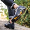 Outdoor Lover Trekking Shoes Men Waterproof Hiking Shoes Mountain Boots Genuine Leather Woodland Hunting Tactical Shoes - Dark blue yellow - 41