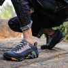 Outdoor Lover Trekking Shoes Men Waterproof Hiking Shoes Mountain Boots Genuine Leather Woodland Hunting Tactical Shoes - Dark blue yellow - 40