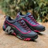 Outdoor Lover Trekking Shoes Men Waterproof Hiking Shoes Mountain Boots Genuine Leather Woodland Hunting Tactical Shoes - Dark blue rose red - 39