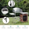 Foldable Outdoor BBQ Portable Grilling Table with Windscreen Bag - Brown