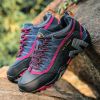 Outdoor Lover Trekking Shoes Men Waterproof Hiking Shoes Mountain Boots Genuine Leather Woodland Hunting Tactical Shoes - Dark blue rose red - 39