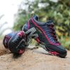 Outdoor Lover Trekking Shoes Men Waterproof Hiking Shoes Mountain Boots Genuine Leather Woodland Hunting Tactical Shoes - Dark blue rose red - 37