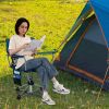 360¬∞ Swivel Hunting Chair Portable Foldable Hunting Chair with Mesh Cup Holder and Storage Pockets - Blue
